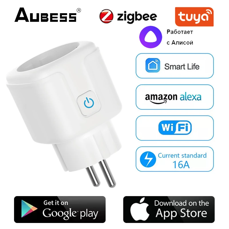 

Zigbee Smart Plug 16A EU Socket Wireless Remote Control Power Energy Monitor Outlet Timer Work For Alexa Google Home Yandex Alic