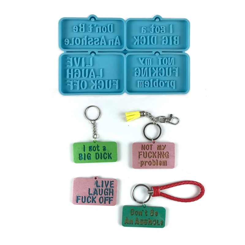 

Swear Words Keychain Resin Mold Silicone Molds Set for Making Bad Words Venting Slogan Key Ring Decoration Gift Key Fob