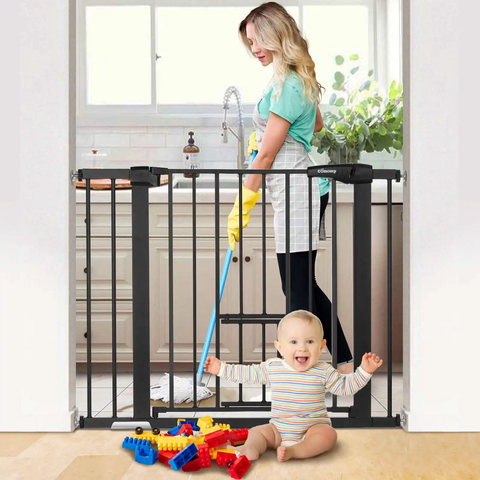 Baby Safety Gate Extra Wide Tall Children Protection Security Stairs Door fence kids Safe Doorway Gate Pets dog Isolating Fence