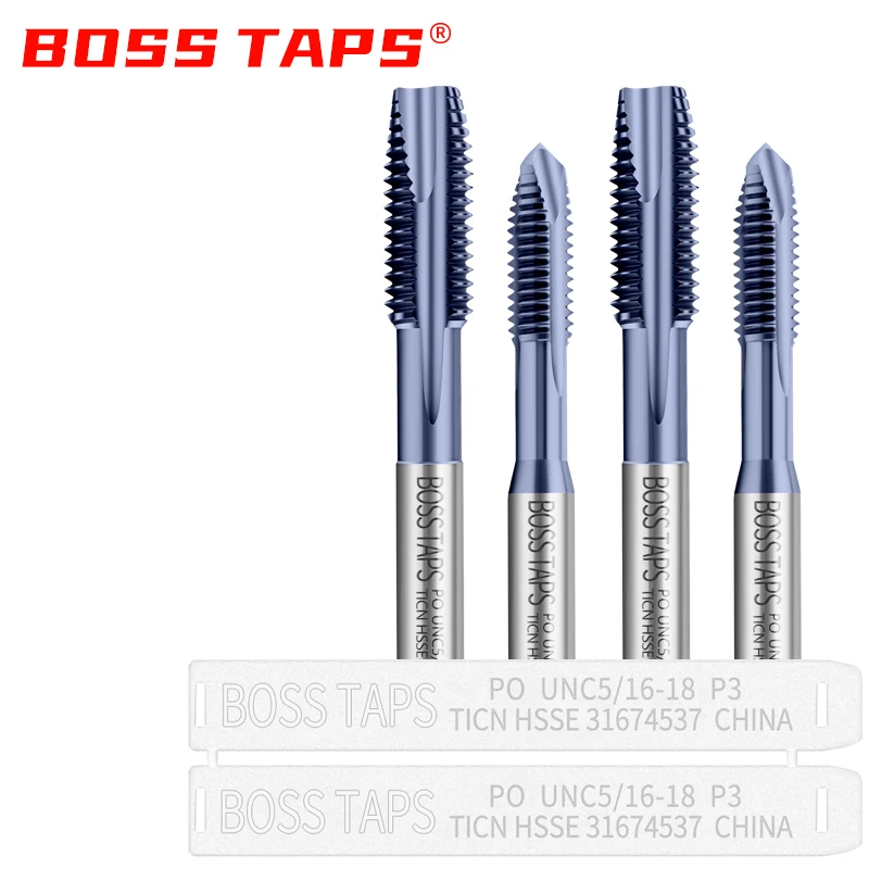 

ЛЕНТЫ BOSS HSSE-M35 Стандартный метчик JIS со спиральной заостренной головкой UNC 2-56 3-48 4-40 6-32 8-32 10-24 12-24 1/4 3/8 Метчики с машинной резьбой