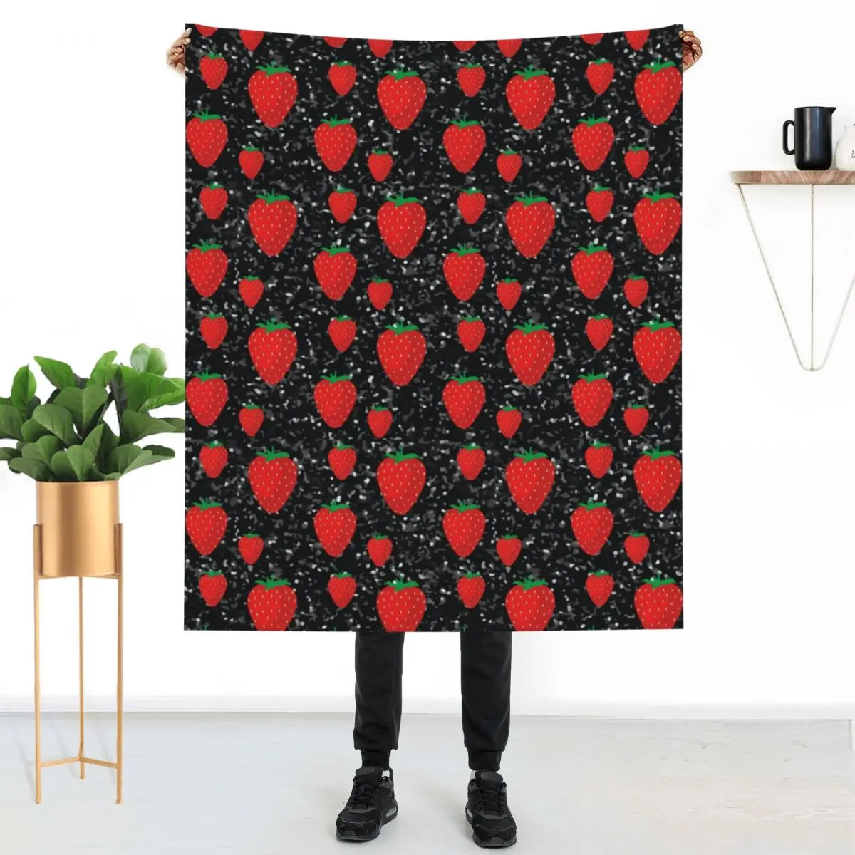 

Sweet Fruit Lovers Blanket Red Strawberry Berries Big Thick Furry Throw Blanket On the Bed Very Warm Blankets