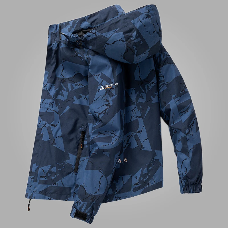 

2023 Hooded Hiking Cycling Jacket Men Autumn Outdoor Bomber Jackets Waterproof Windbreaker Sports Casual Cargo Jackets Men Coats