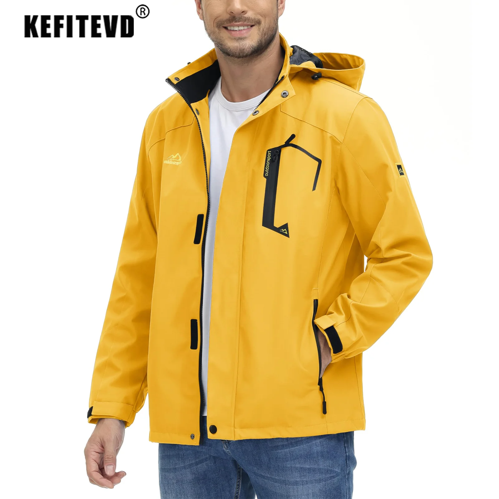KEFITEVD Мужские Дышащие Водонепроницаемые Куртки Весна Осень Сетчатая Подкладка