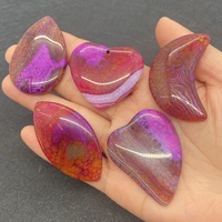 5pcsset natural stone agate charms moon necklace pendant heart pendant jewelry diy making necklace dragon pattern agate charms
