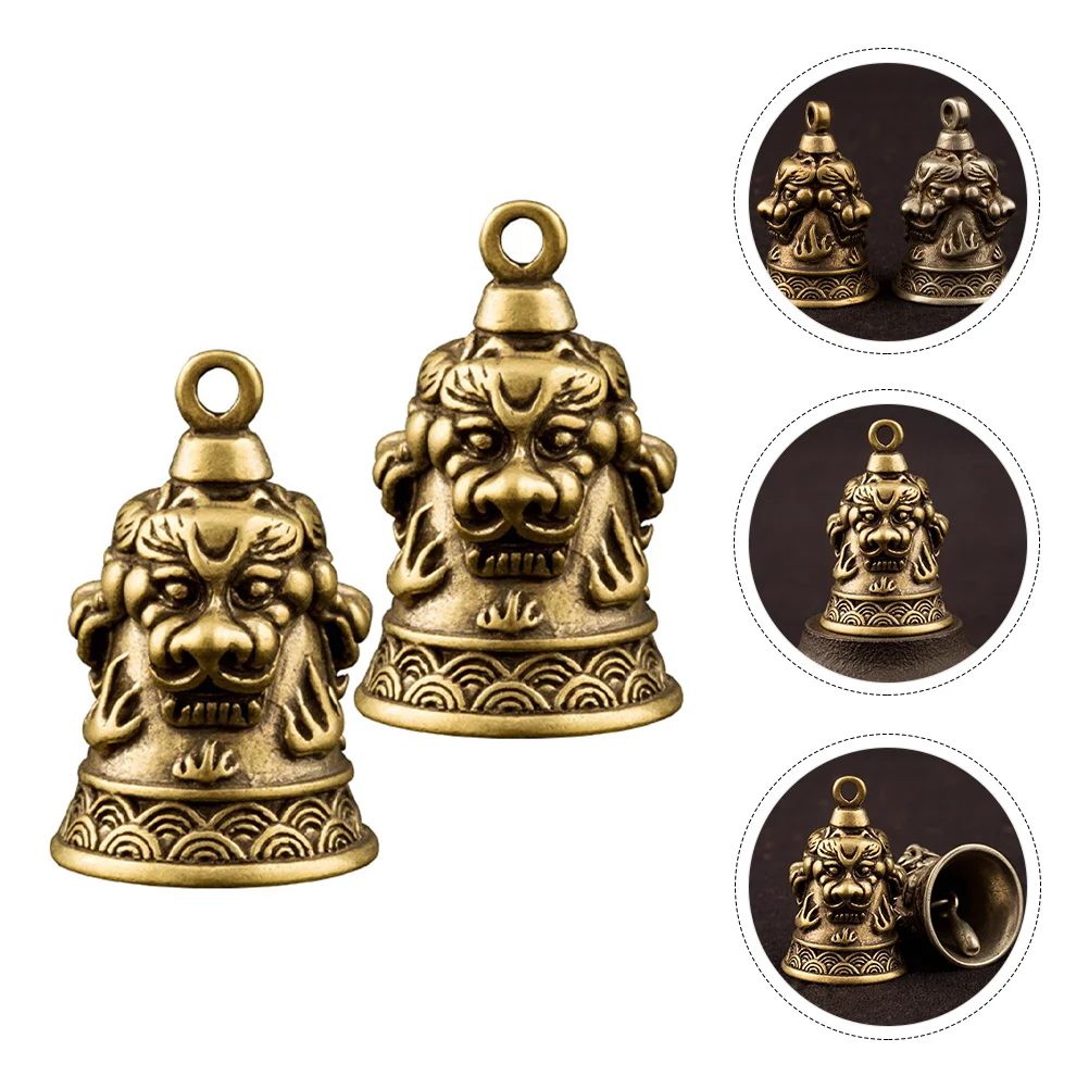 

2pcs Brass Bells Vintage Car Keychain Pendants DIY Wind Chime Decorations