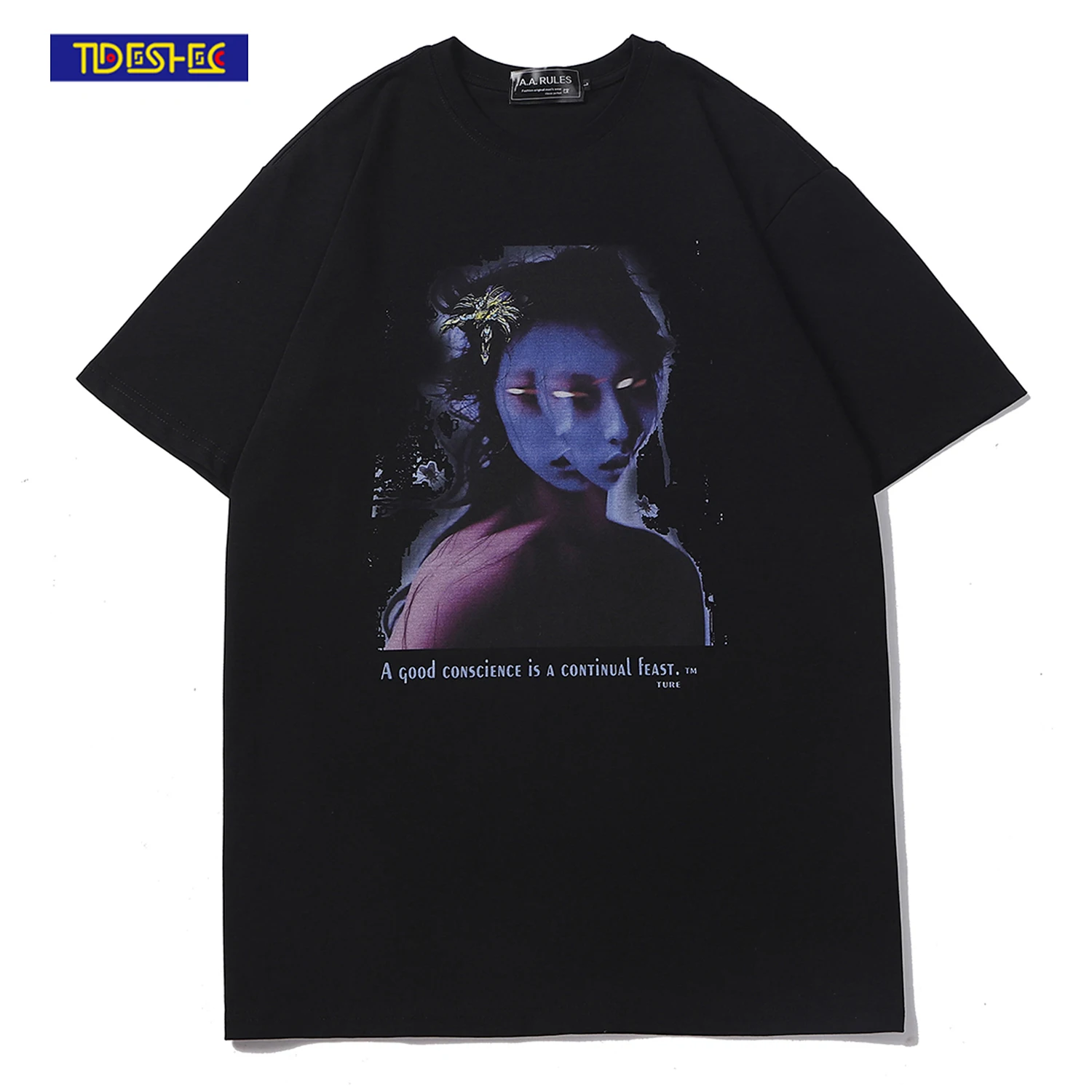 

Мужская футболка в стиле хип-хоп, промытая уличная одежда, Темная футболка с принтом фантомных девушек, топы в стиле Харадзюку с коротким ру...