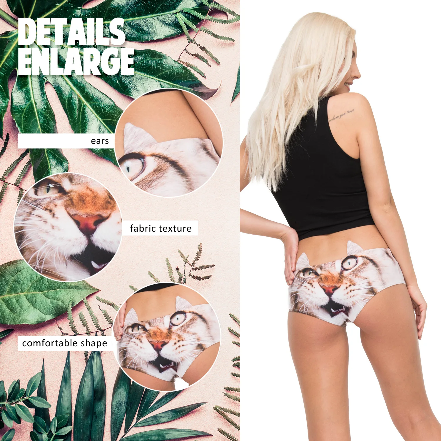 2023 New arrival Fashion Lady Underwear Wild Animal 3D Printing Ear Woman Sexy Panties Dog Llama Puma Monkey Cat Briefs lingerie