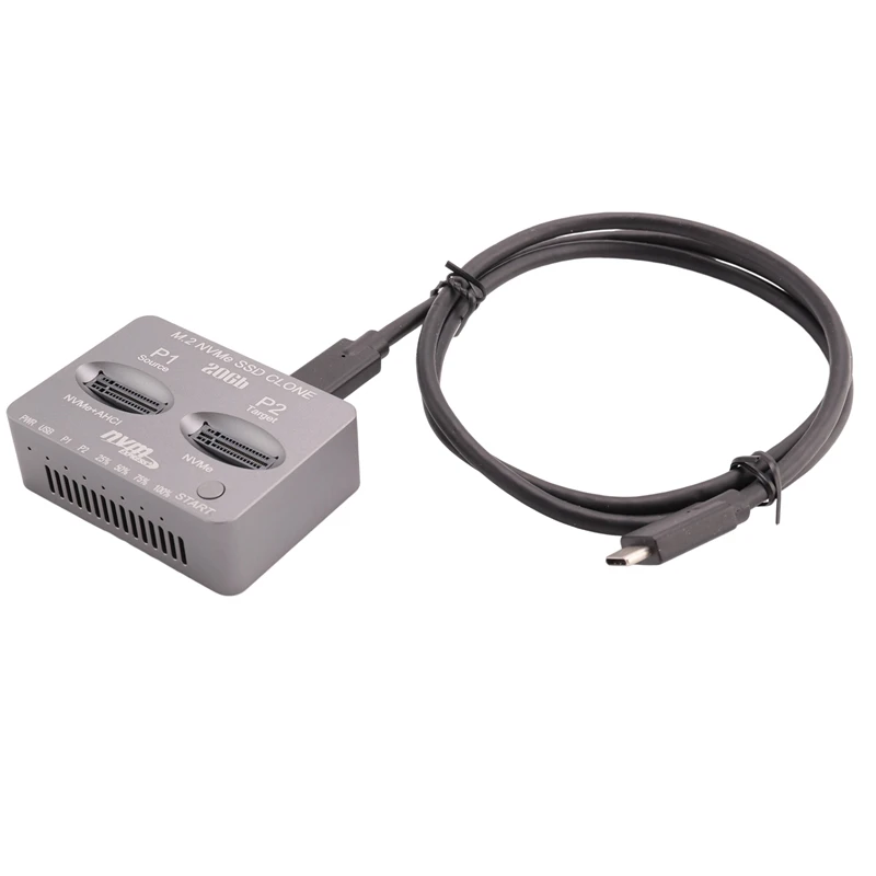 M.2 NVME SSD Clone Dual-Bay Nvme Док-станция USB3.2 Gen2 Type C Внешний жесткий диск для M2 и M Key
