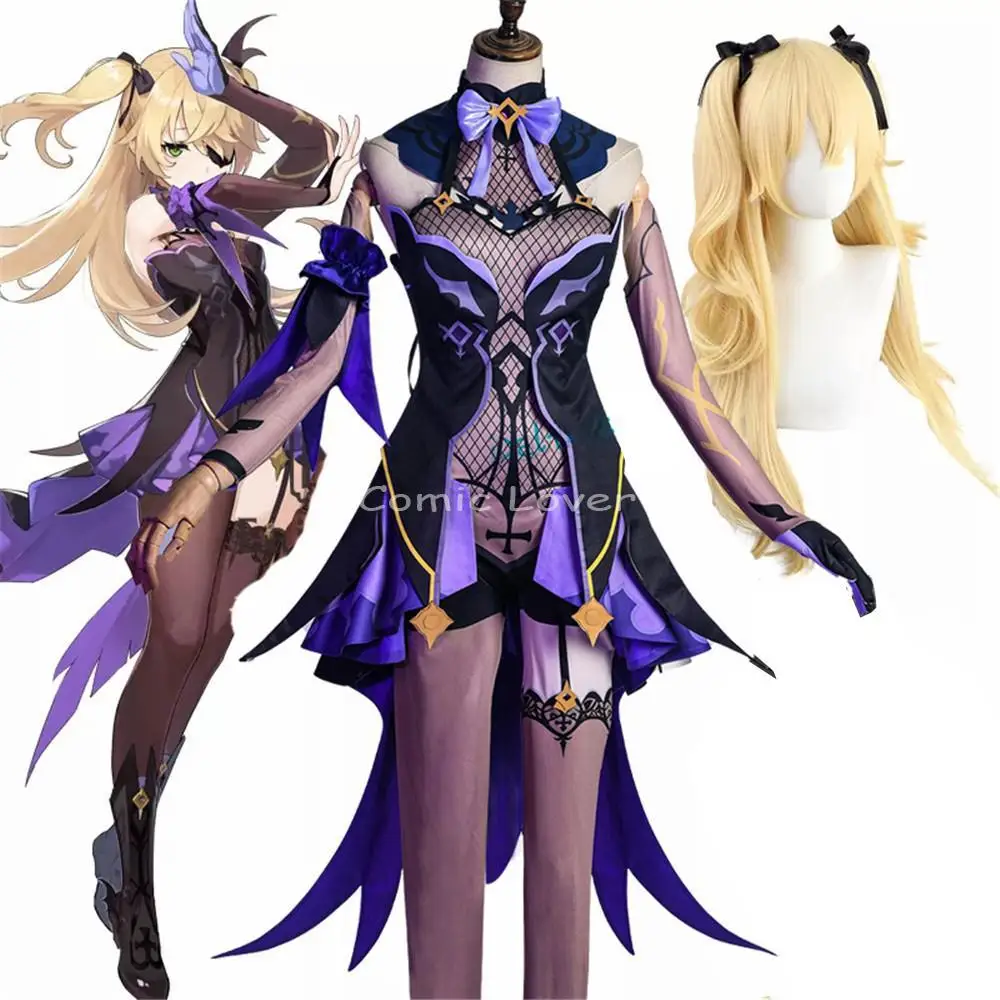 

Парики для косплея Game Genshin Impact Fischl, наряды в стиле аниме, одежда для Хэллоуина, карнавала, униформы