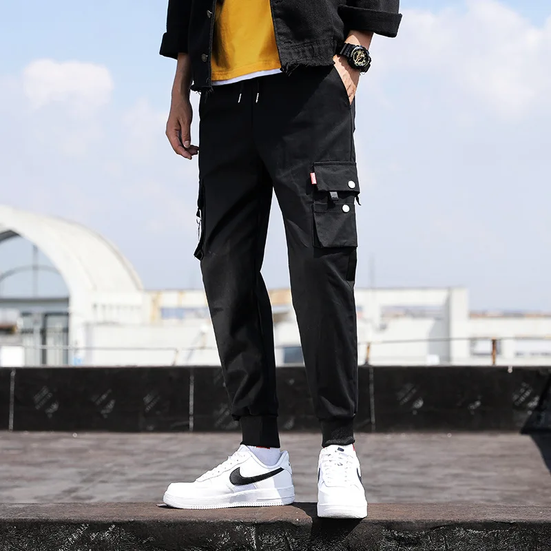 Брюки-карго мужские в стиле хип-хоп модные джоггеры брюки-султанки повседневная