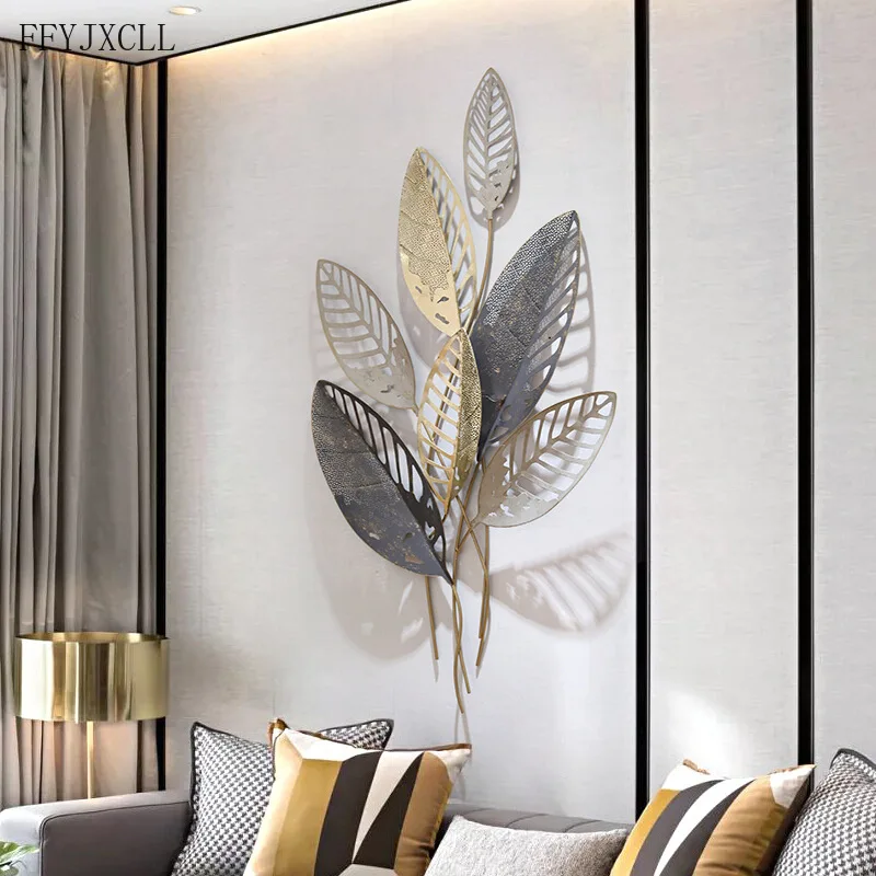 

Light luxury home wall decoration wall hanging handmade wrought iron hollow leaf wall decoration creative entrance wall pendant