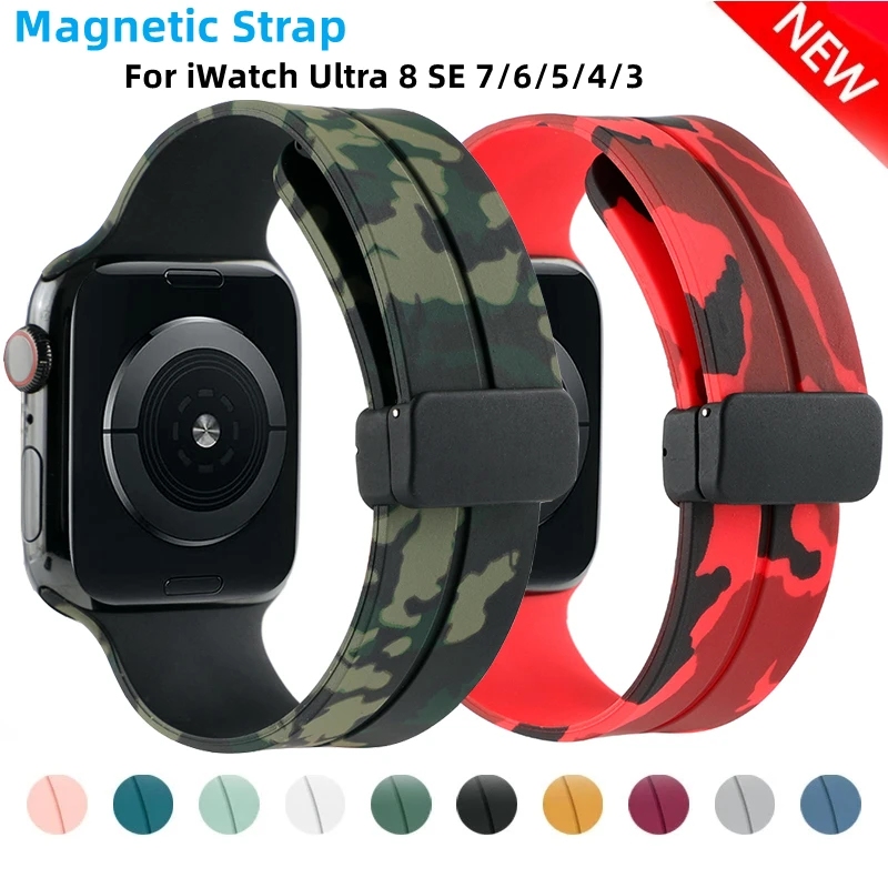 

Магнитный ремешок для Apple watch ultra band 49 мм 45 мм, силиконовый браслет для iWatch Series 7 8 se 6 5 4 44 мм 45 мм 40 мм 41 мм 42 мм 38 мм