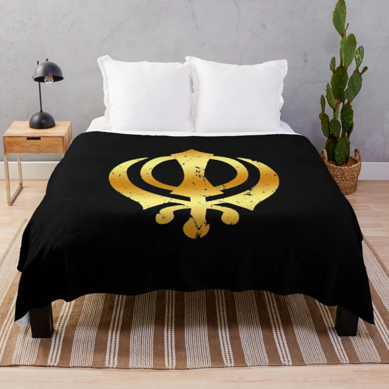 

Khanda Sikh symbol Sikhism Throw Blanket Hairy Sofa Throw Blanket Blankets For Bed