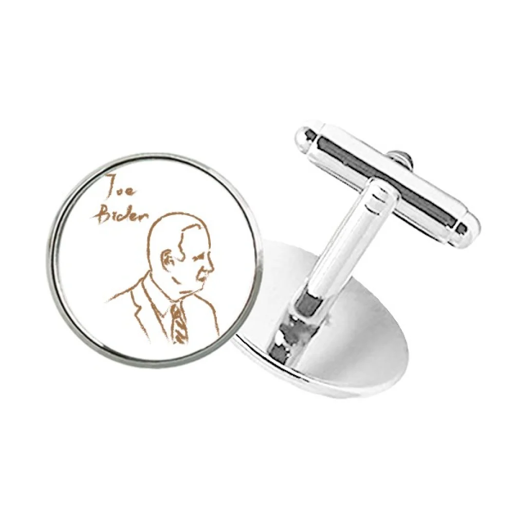 

America President Person Joe Profile Sketch Cuff Clip Stud Accessory Cufflinks Sleeve Button