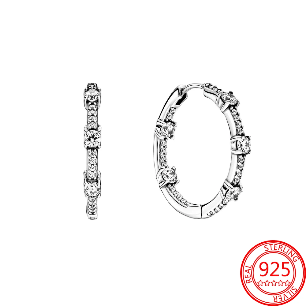 

Великолепный подарок на день рождения сверкающие циркониевые паве серьги-кольца ювелирные изделия для девушки серьги из серебра 925 пробы