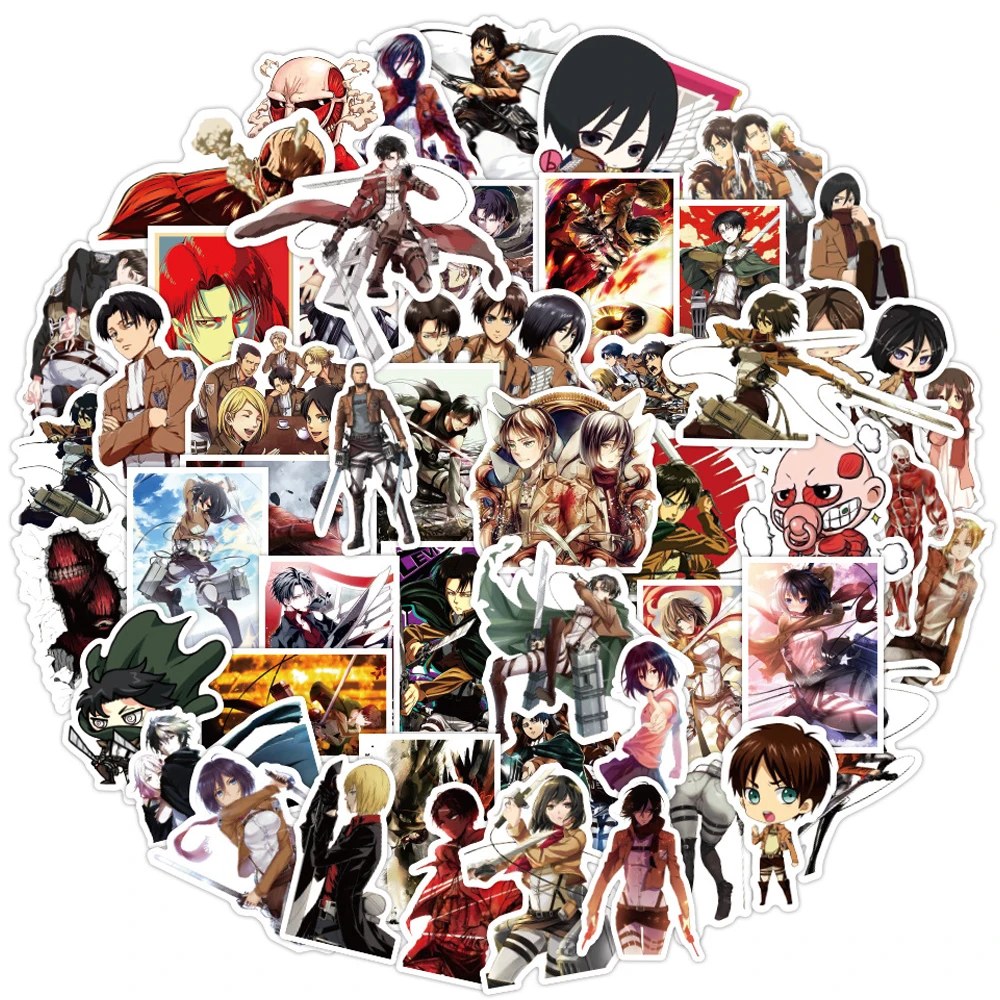 

10/30/50 шт. аниме наклейки атака на титанов, водонепроницаемые, для холодильника, ноутбука, мотоцикла, багажа, DIY, граффити, искусственная кожа
