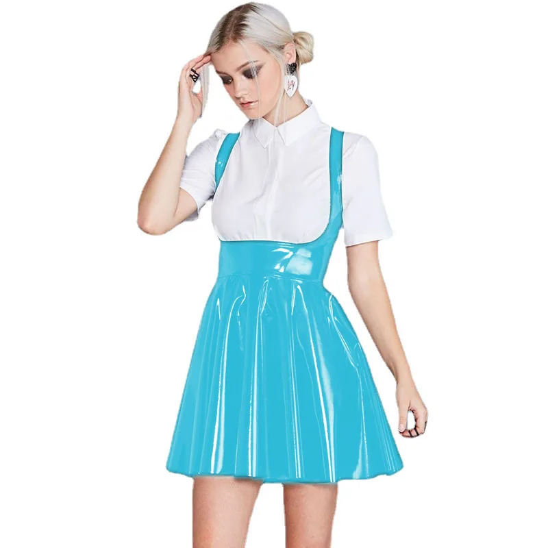 Модная женская кожаная юбка из искусственной кожи юбка-Слинг без рукавов с