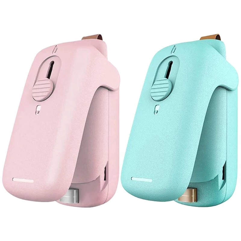 

2 шт., портативные мини-пакеты и резаки, розовый и зеленый