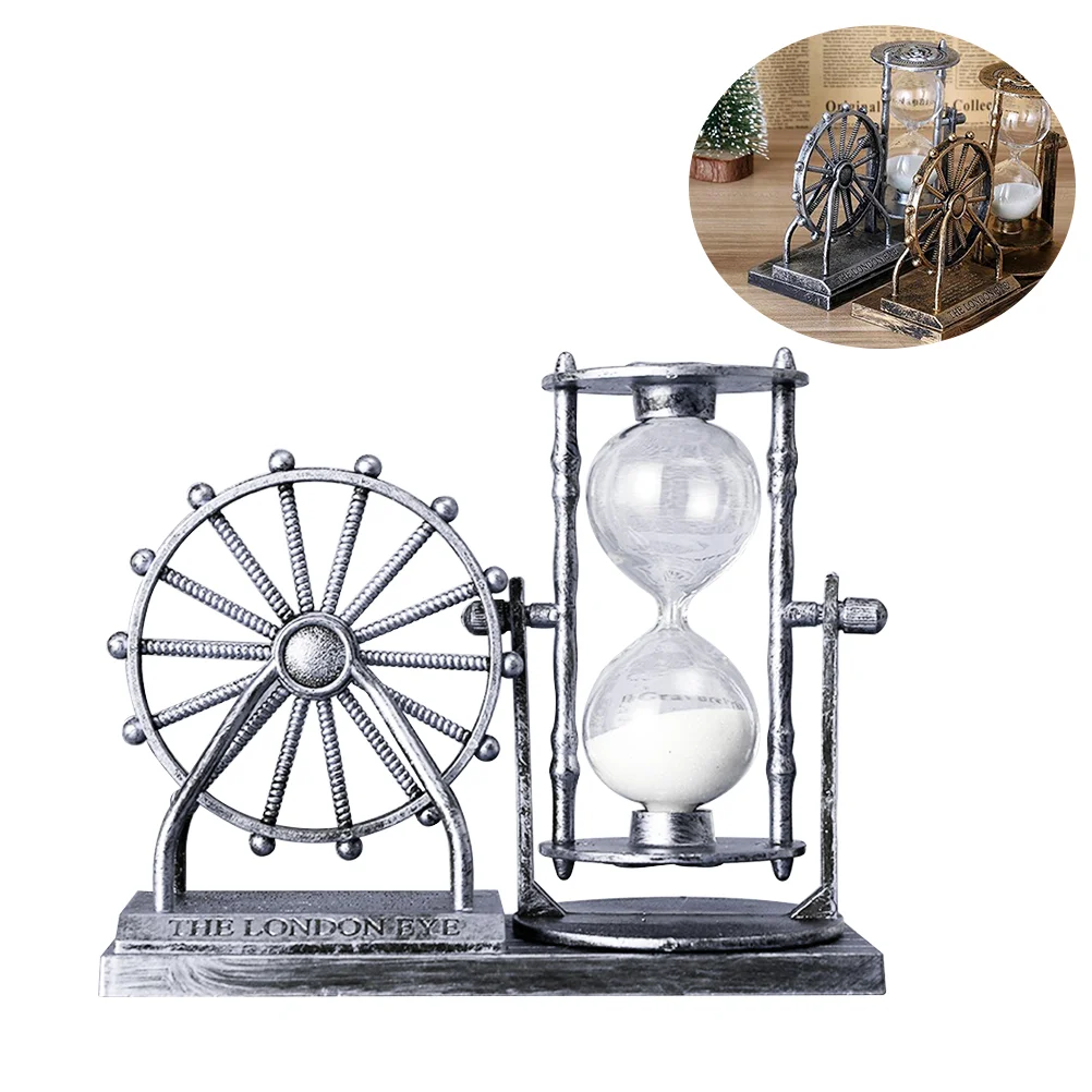 

Vintage Ferris Wheel Sand Glass: Desktop Ferris Wheel Decor Ferris Wheel Sand Timer for Kids Home Office Tabletop Decor Silver