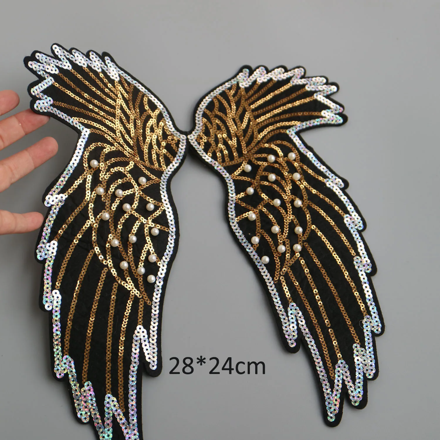 

Beaded wings Patches for clothing DIY sew on angel wing parches ropa Embroidery rhinestone appliques for hoodies