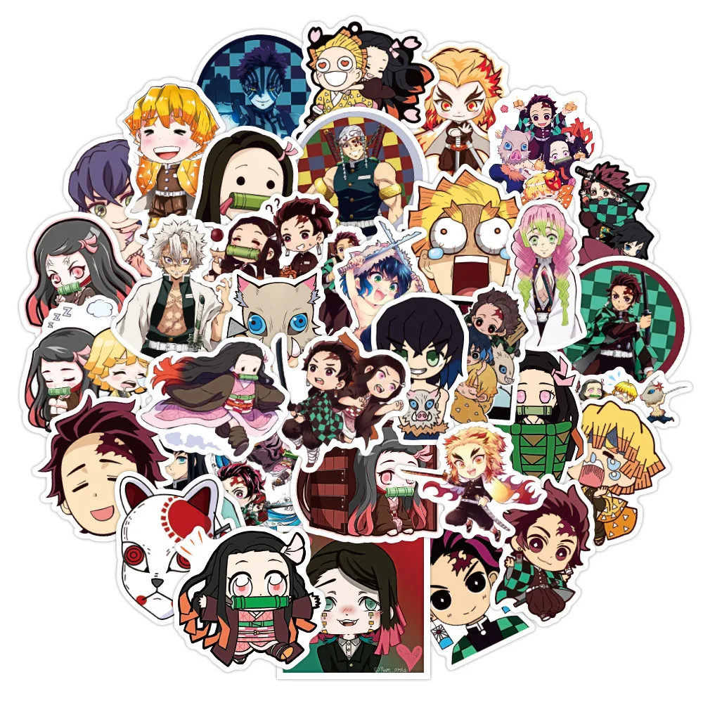 

10/50Pcs/Pack Anime Demon Slayer Graffiti Stickers for Laptop Luggage Bicycle Car Skateboard Waterproof Decal Toys
