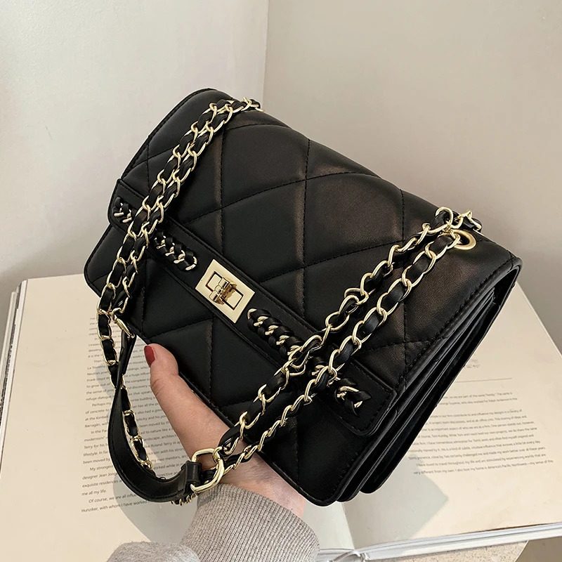 

Lattice Square Crossbody Bag 2021 New High-quality PU Leather Women's Designer Handbag High Capacity Shoulder Messenger Bag