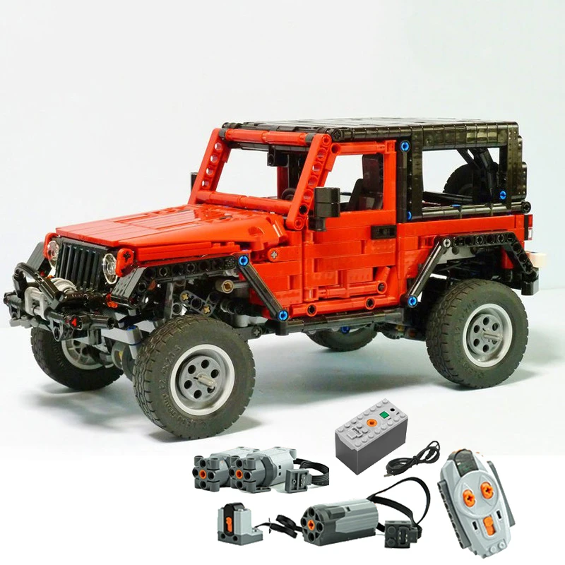 

NEW MOC 8863 Jeep Wrangler Adventurer LED RC Motor Power Function fit High-tech Building Block bricks Vehicle Cars kid Toy Gft