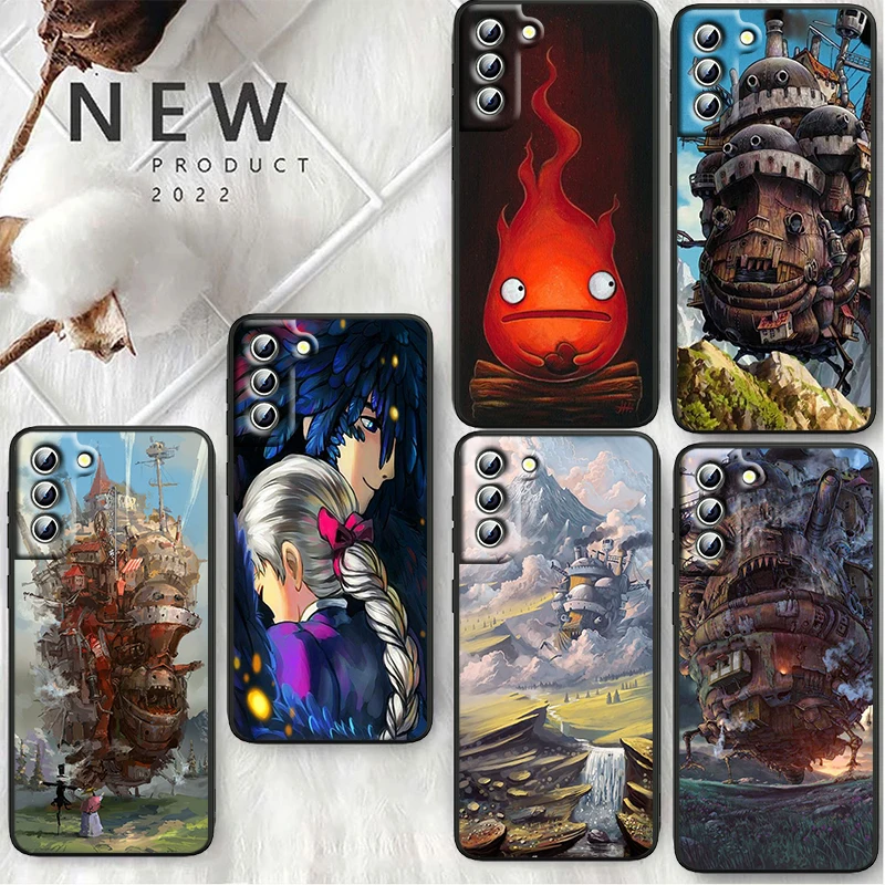 

Howl's Howls Moving Castle Phone Case For Samsung S23 S22 S21 S20 S10 S8 Note 20 A9 A73 A71 A53 A33 Ultra Plus FE Black