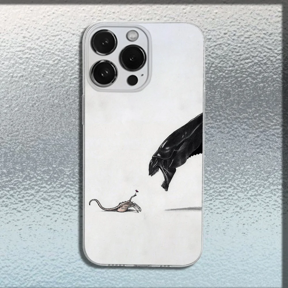 Чехол для телефона Funny A-Alien Xenomorph iPhone 16 15 14 13 12 11 Plus Pro Max XR XS X SE мини-прозрачный