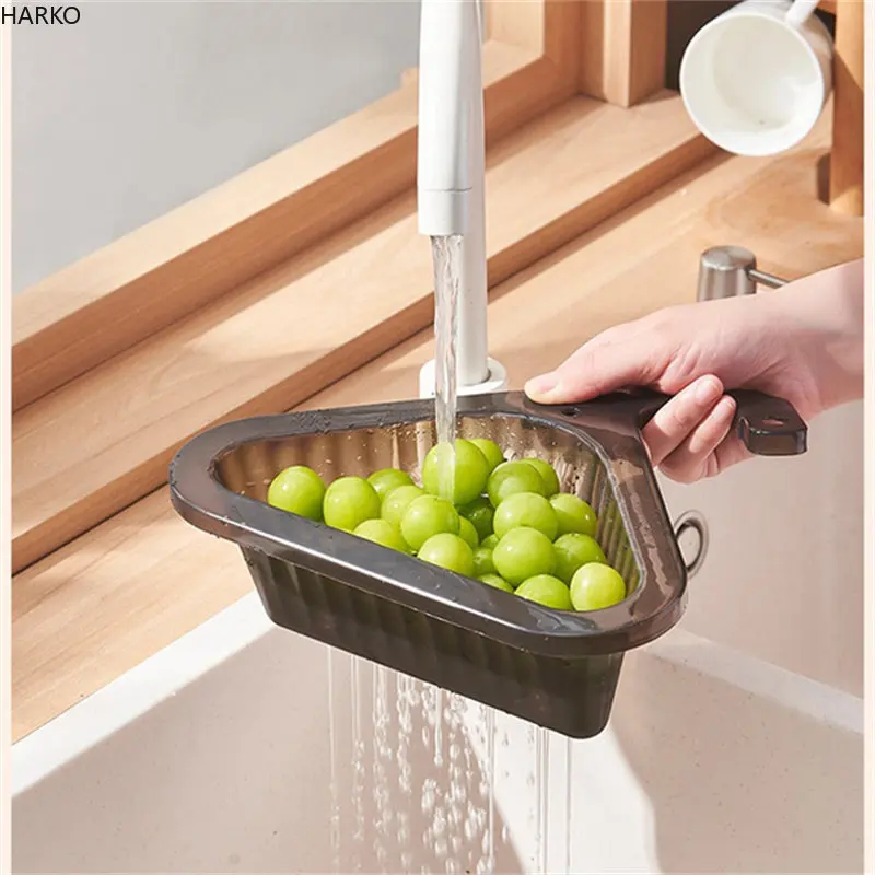 

Kitchen Sink Filter Basket Corner Drain Strainer Basket Triangular Sink Storage Multi-Functional Hanging Filtering Draining Rack