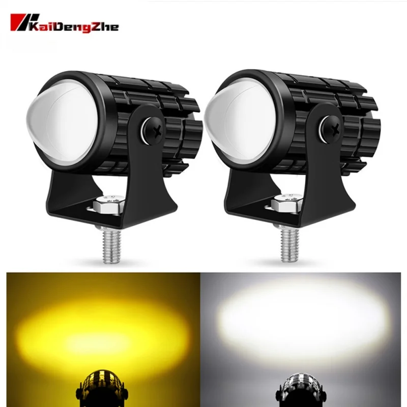 

1 PCS 60W Motorcycle LED Spotlight Headlight Spot Fog Dual Colour LED Lens Hi/Low Beam Driving Lights Auxiliary Light 9-30V