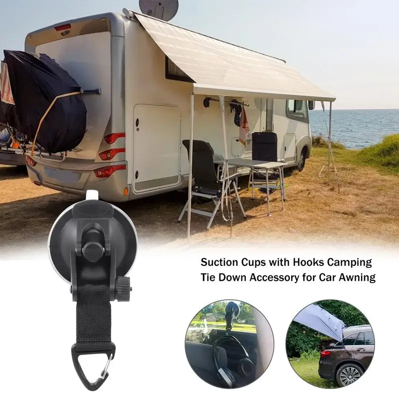 

Universal Car Suction Cup Anchor Securing Hook Tie Down Camping Tarp As Car Side Awning Outdoor Home Use Accessories