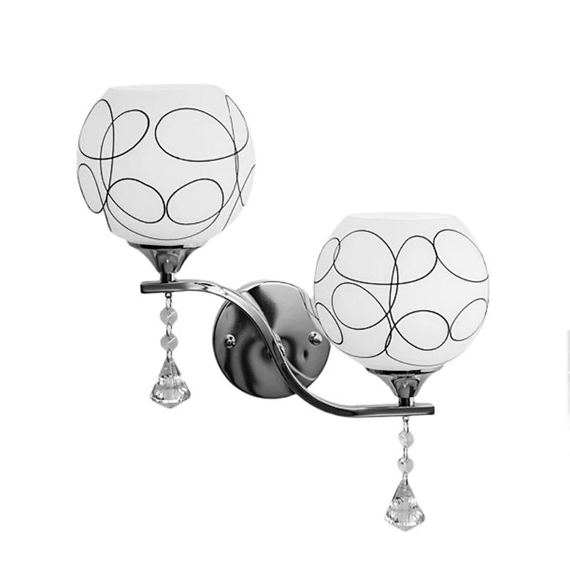 

Modern LED Crystal Wall Light Lamp Hallway Porch Bedroom Sconce Lighting Fixture,Two Head Without Switch Glass Lamp