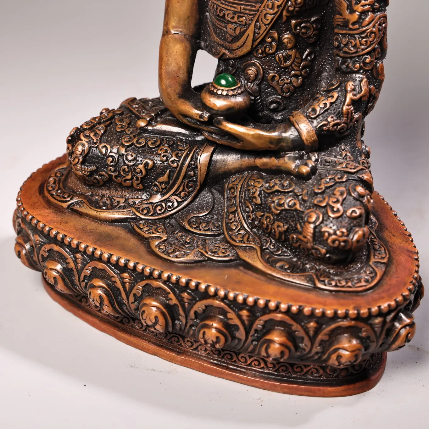 11-дюймовая коллекция тибетского храма старая бронзовая мозаика драгоценный