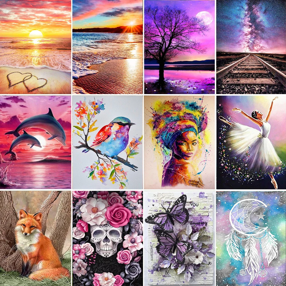 5D алмазная живопись пейзаж фигурка мультфильм полная круглая Алмазная мозаика