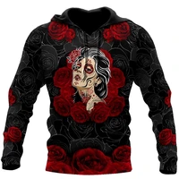 beautiful skull tattoo 3d full body print unisex luxury hoodie men sweatshirt zipper pullover casual jacket sportswear 194
