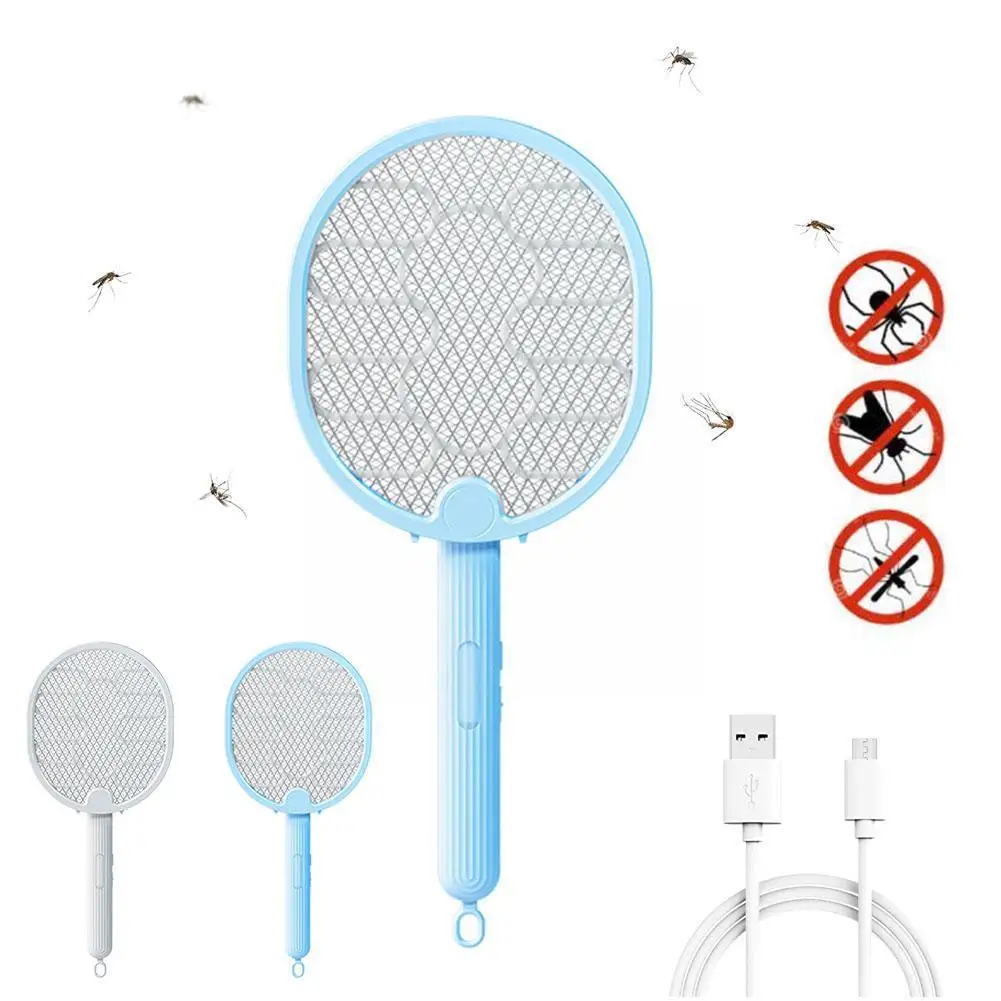 3 In 1 Electric Mosquito Racket Rechargeable Usb Killer Light Led Outdoor Mosquitoes Trap Bug Night Home Swatter Fly Zapper Z8m2