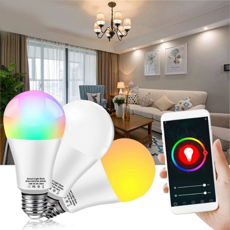 Умная лампа Tuya Smart E27 с регулировкой яркости Wi-Fi управление Alexa энергосбережение