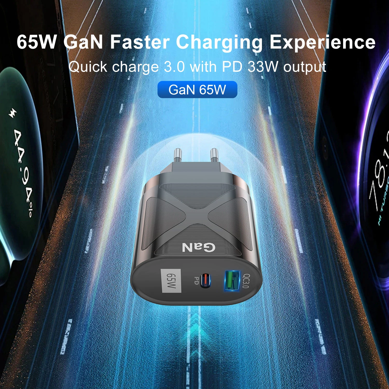 USLION 65W GaN зарядное устройство для iPad Pro iPhone 13 Max QC 3 0 PD 33W USB Type C быстрое Samsung S22 Xiaomi Mi 12