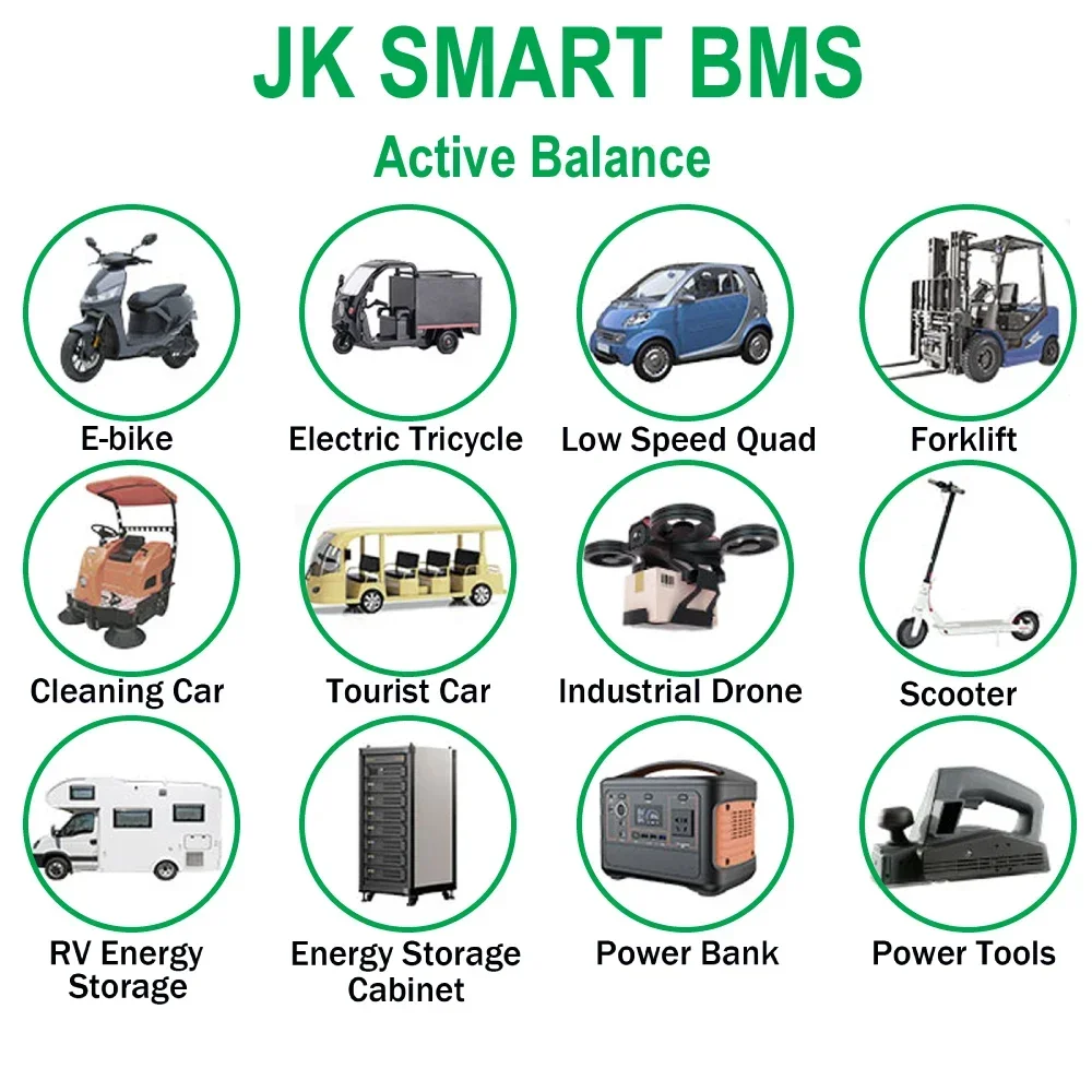 JK Smart BMS BD6A24S10P/12P/15P 0 6A Active Balance 8S 24S 100A 120A 150A 12V 24V 48V 72V для Lifepo4 Li-ion RV Energy Storage