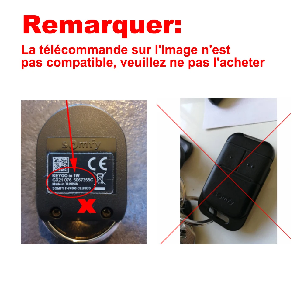 Somfy Gate Garage Remote Control Keytis Ns 2 4 RTS 433.42MHz Replacement |