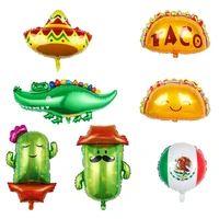1pc mexican colorful hat taco cartoon cactus foil balloons birthday party decorations anniversary holiday celebration supplies