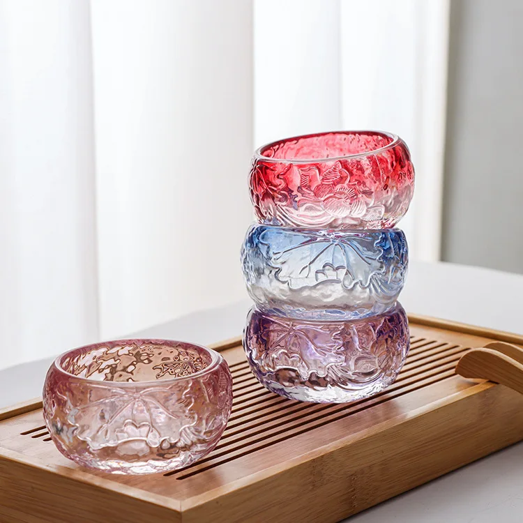 

Japanese Lotus Tea Cup, First Snow, Colorful Glaze, Shangshen Cup, Frozen Burn Master Cup, Tea Tasting Cup, Transparent Cup