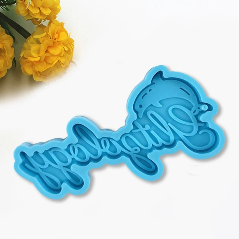 

69HB Dolphin Alphabet Letters Keychain Epoxy Resin Mold Jewelry Pendant Decorations Silicone Mould DIY Crafts Casting Tool