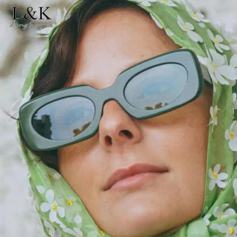 2023 летние Квадратные Солнцезащитные очки для женщин маленькие прямоугольные брендовые винтажные зеленые овальные ретро очки Роскошные брендовые квадратные