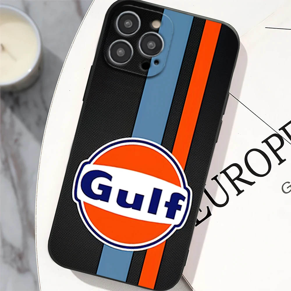 G-GULF Phone Case for iPhone 12 11 13 14 15 16 Max Pro Plus Black Soft Silicone Cover