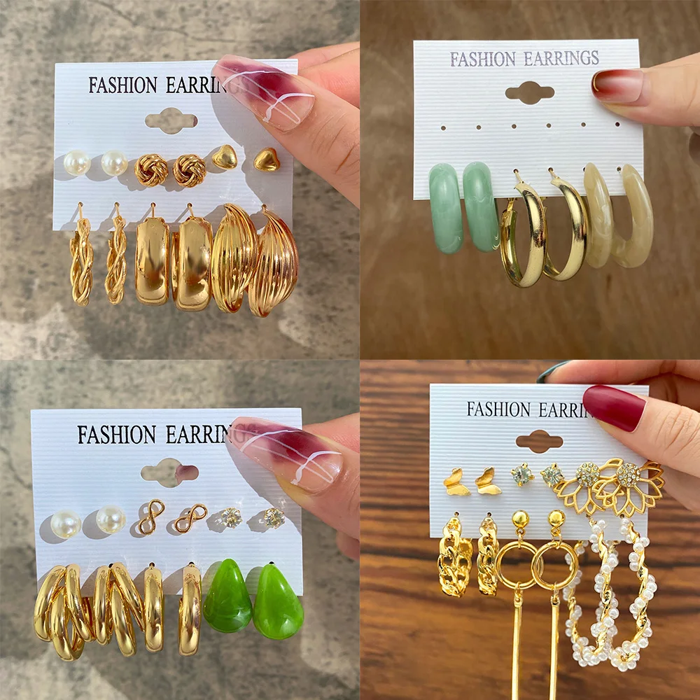 

Zircon Pearl Geometry Earrings Set For Women Designer Earings Fashion Jewelry 2022 Aesthetic Accessories Free Shipping GaaBou