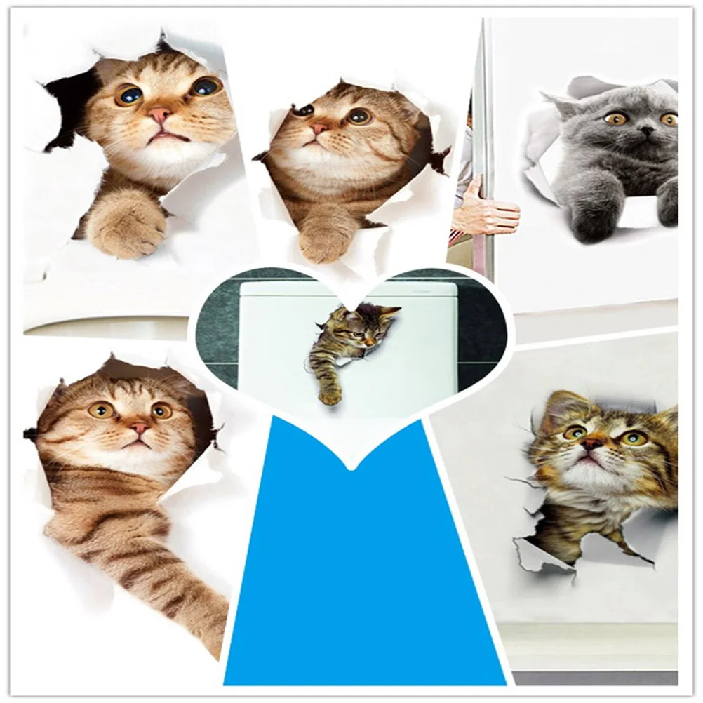

6 Pcs Peel & Stick Wall Stickers 3D Animal Wall Sticker 3D Animal Wall Sticker Wall Decors Kitten Wall Decors Cats Stickers