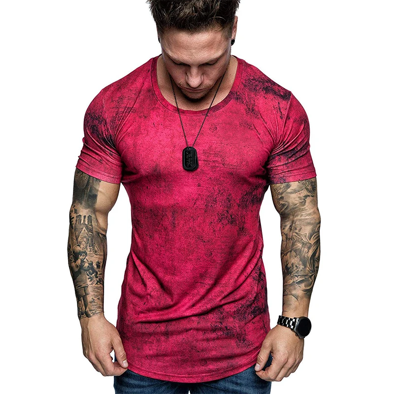 

H281 New Monochrome 3D T-Shirt Men's Casual Top Men's 3D T-Shirt Summer O-Neck Shirt Large Size Streetwear
