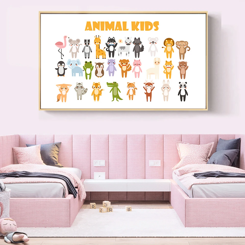 

Cartoon Animals Illustration Learning Picture Kids Room Decor Poster Number Educational Canvas Painting Nursery Wall Art Prints